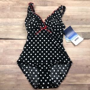 NWT Garbar Black & White Polka Dot Swimsuit
